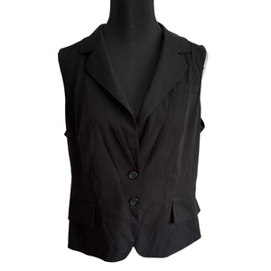 Worthington Black Sleeveless Blazer Vest Work Office Career Size 16